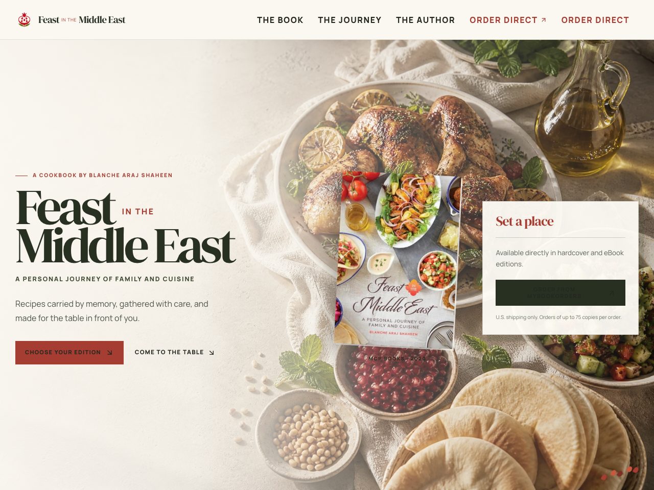 Homepage screenshot of Feast in the Middle East by Blanche Araj Shaheen