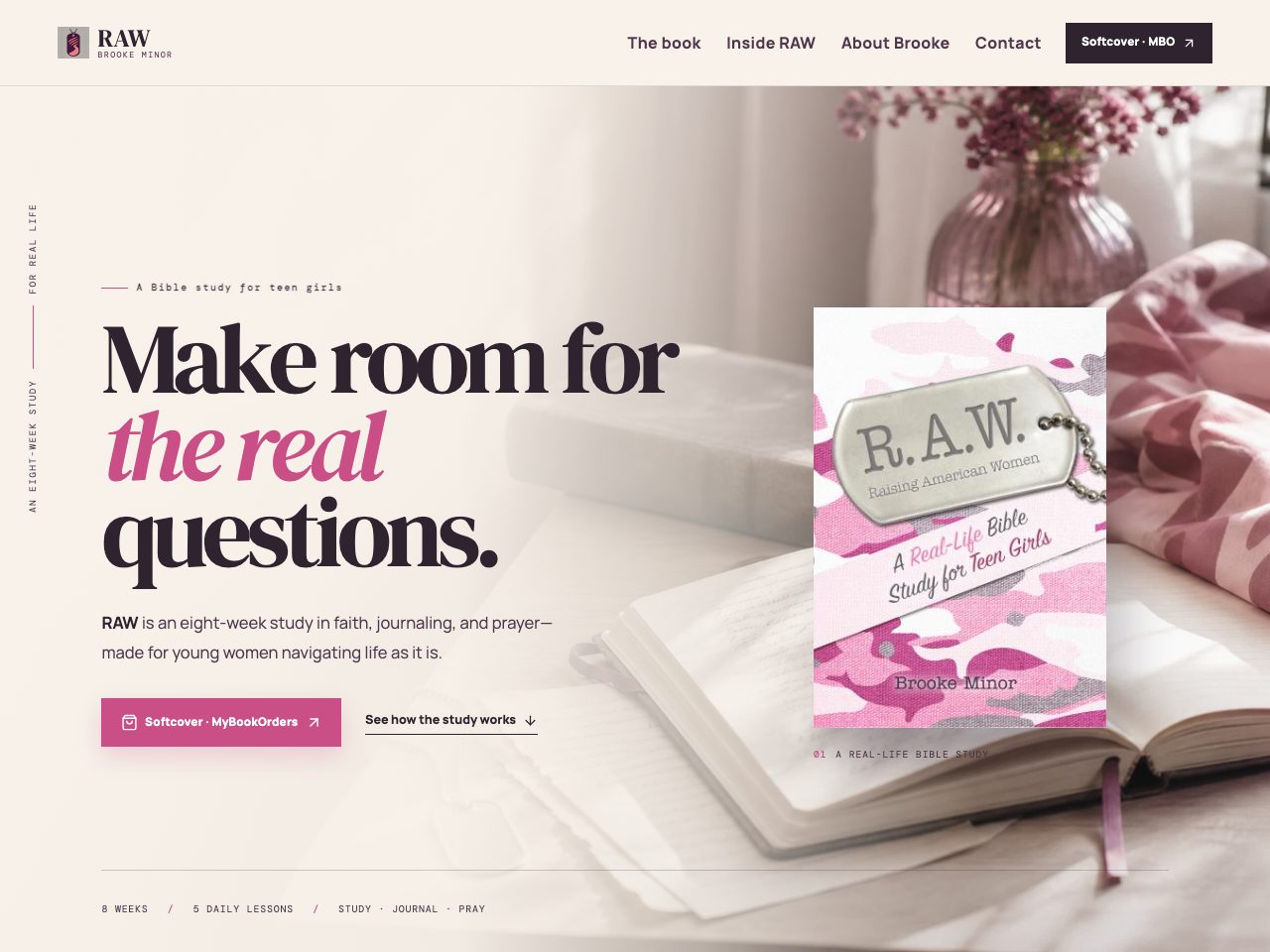Homepage screenshot of RAW by Brooke Minor